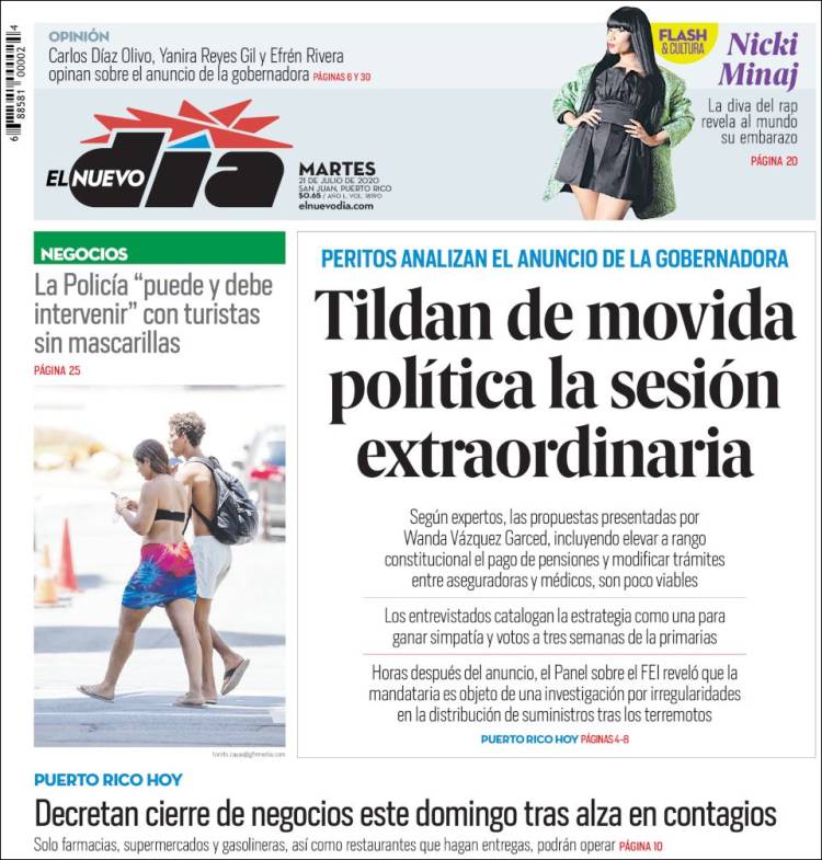 Portada de El Nuevo Día (Puerto Rico)