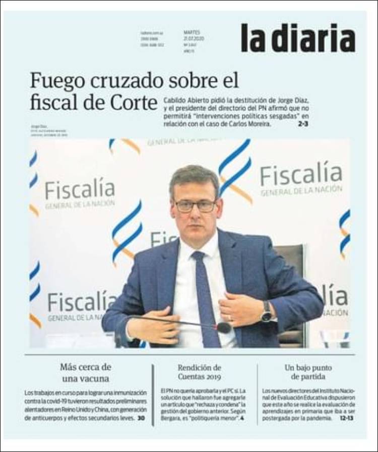 Portada de La Diaria (Uruguay)