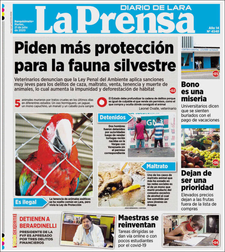 Portada de La Prensa de Lara (Venezuela)