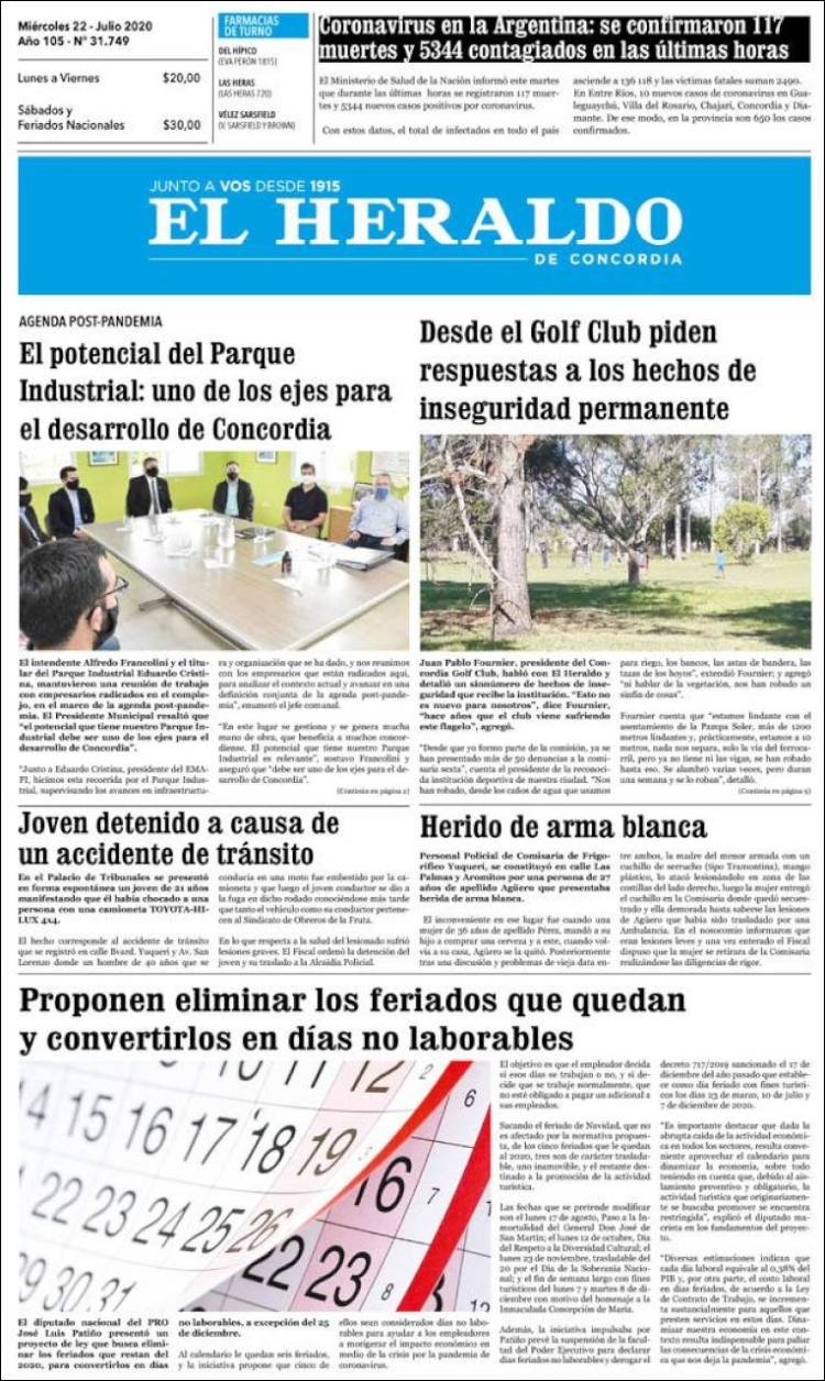 Portada de El Heraldo de Concordia (Argentina)