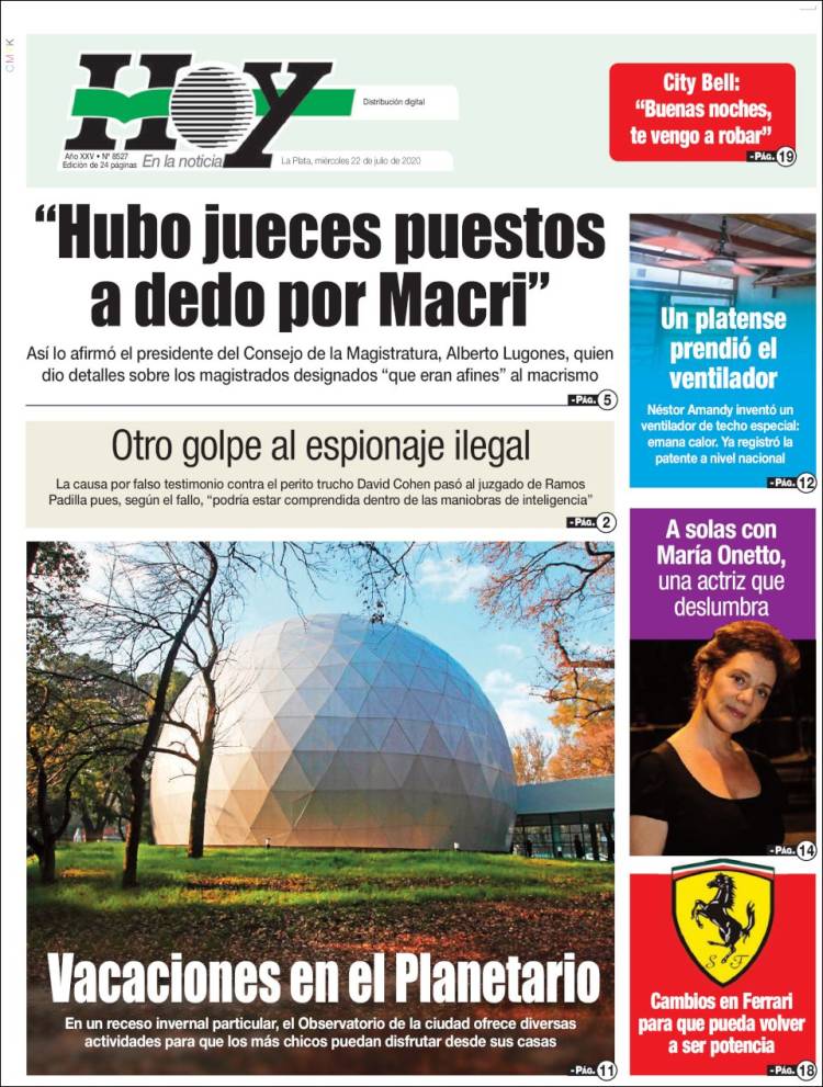 Portada de Diario Hoy (Argentina)