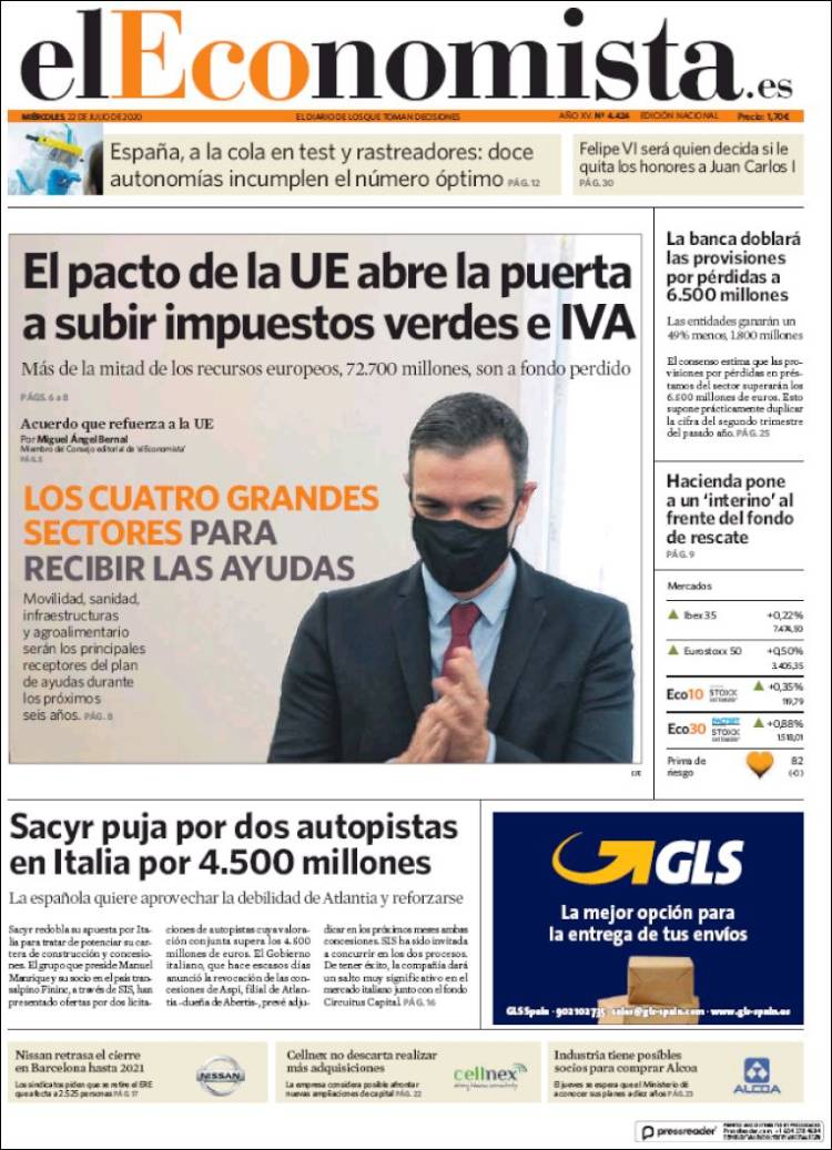 Portada de El Economista (España)