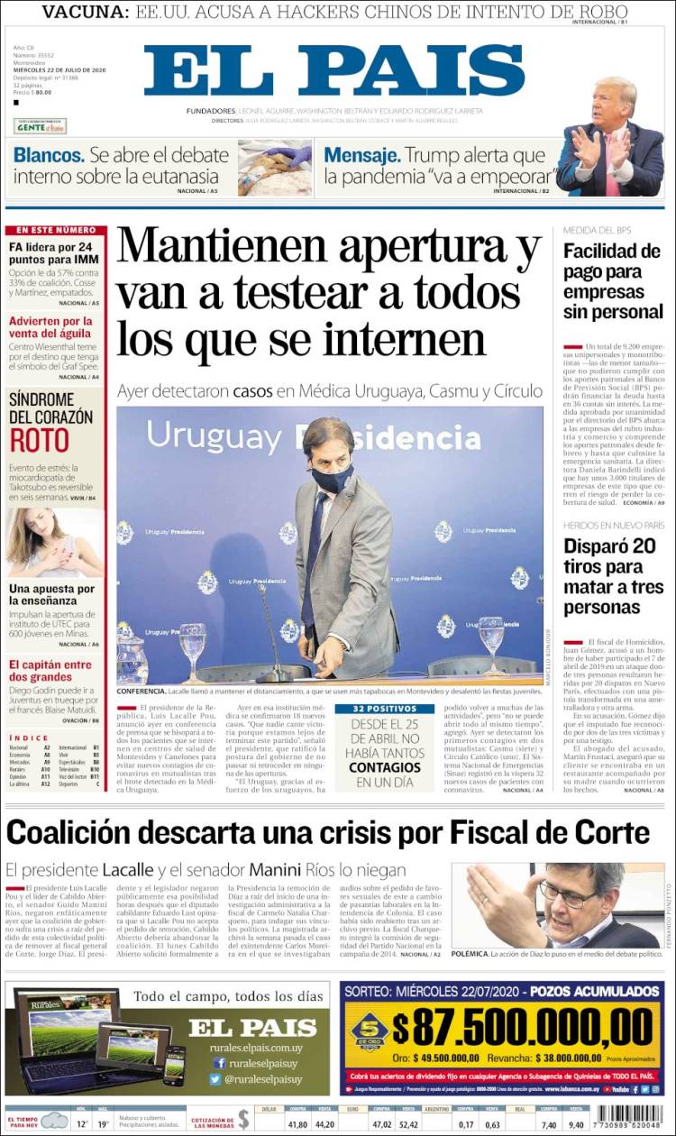 Portada de El País (Uruguay)