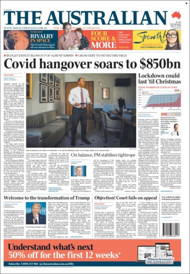 Portada de The Australian (Australia)