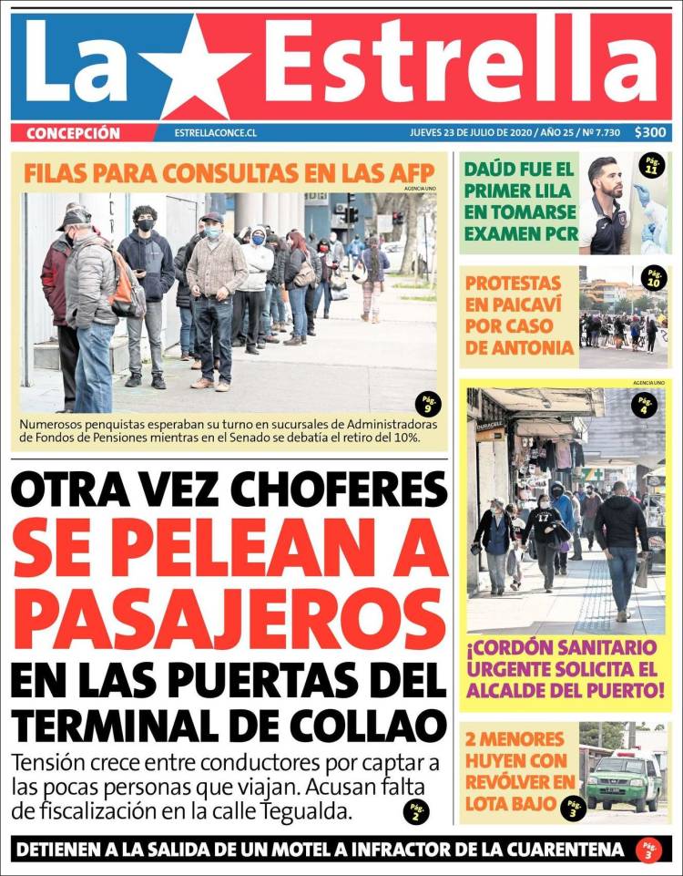 Portada de La Estrella de Concepción (Chile)