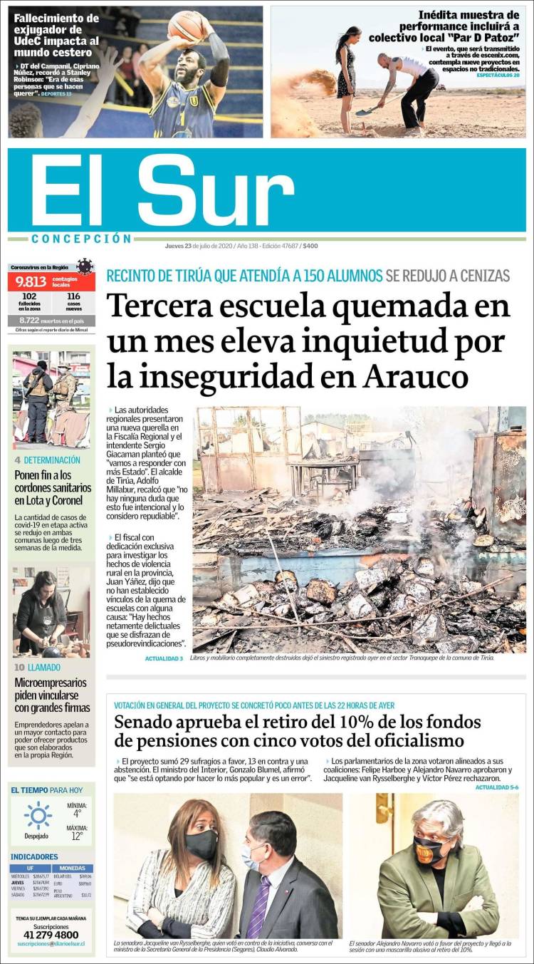 Portada de El Sur (Chile)