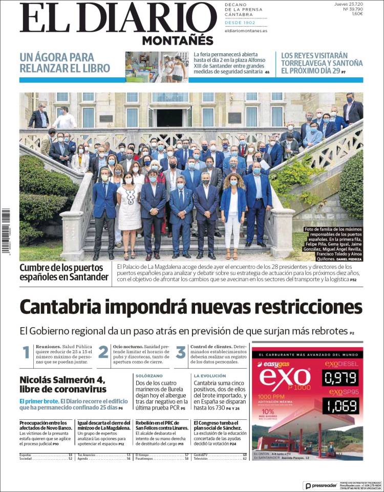 Portada de El Diario Montañés (España)