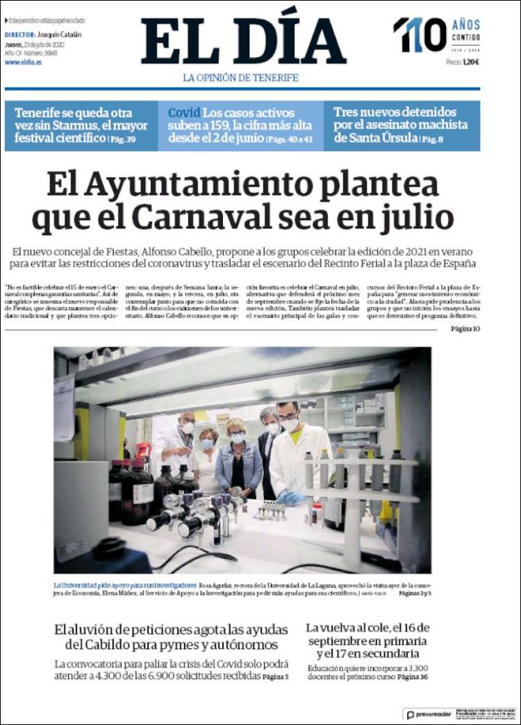 Portada de El Día (España)