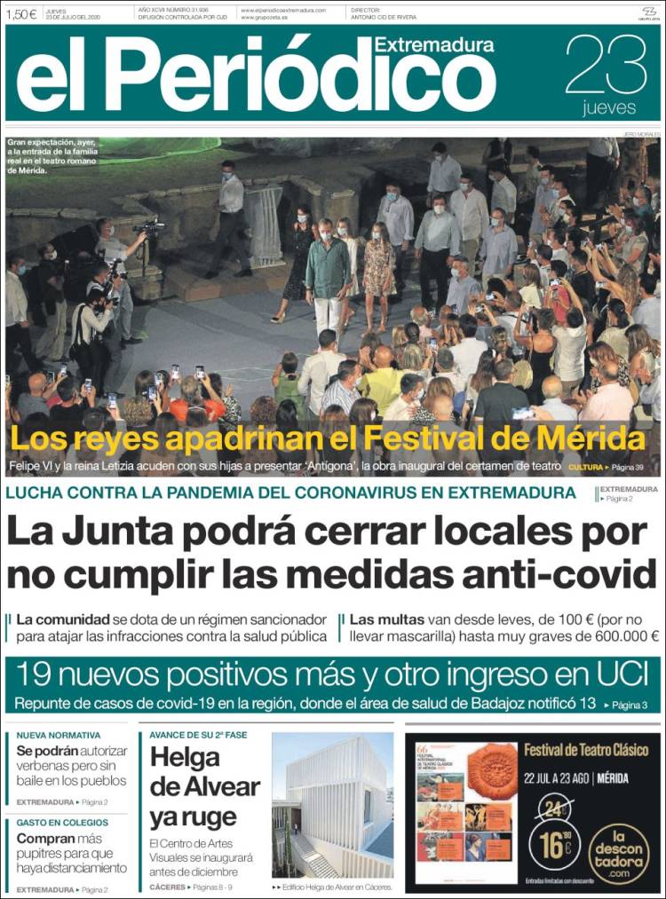 Portada de El Periódico de Extremadura (España)