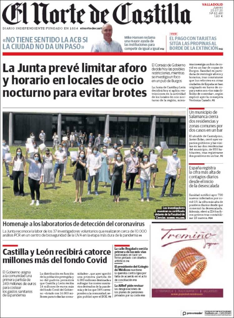 Portada de Norte de Castilla - Valladolid (España)