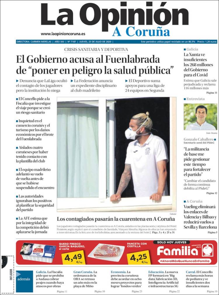 Portada de La Opinión de A Coruña (España)