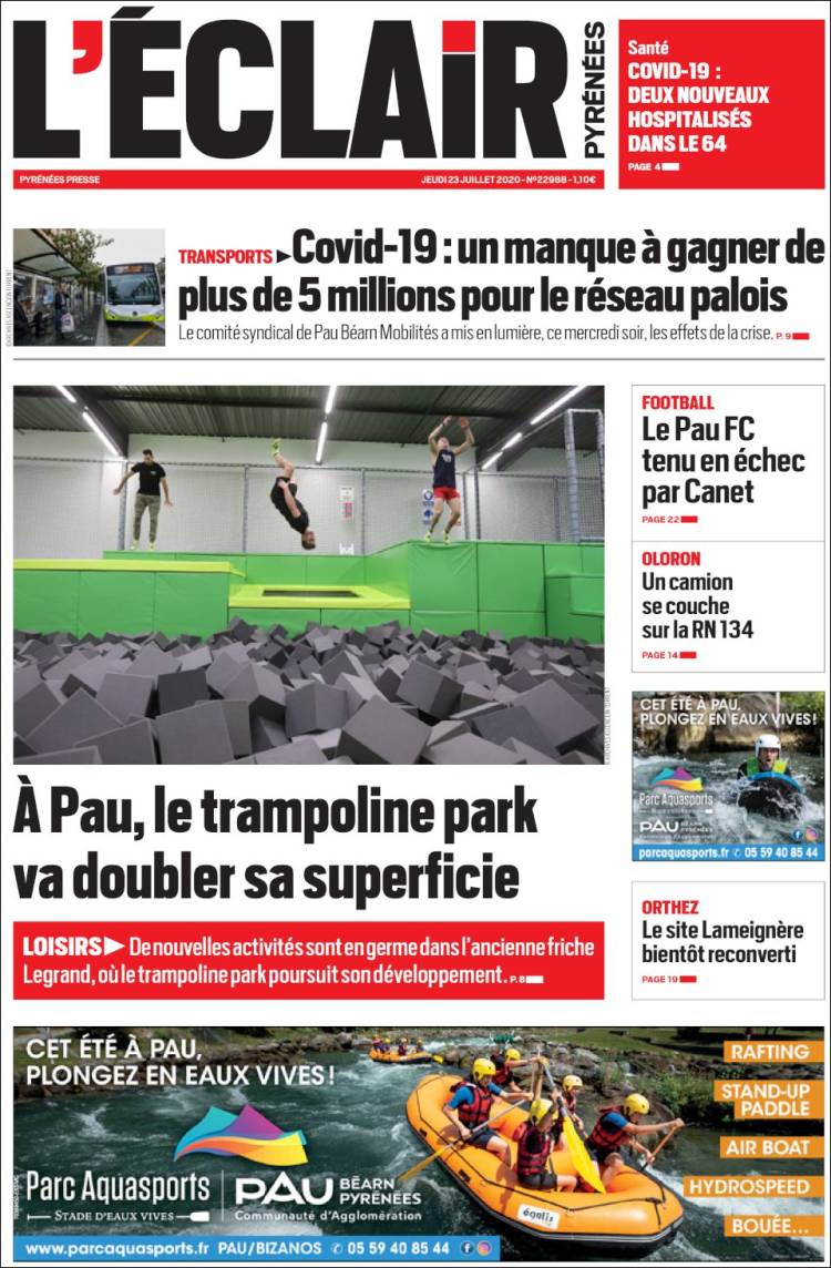 Portada de L'Eclair des Pyrénées (Francia)