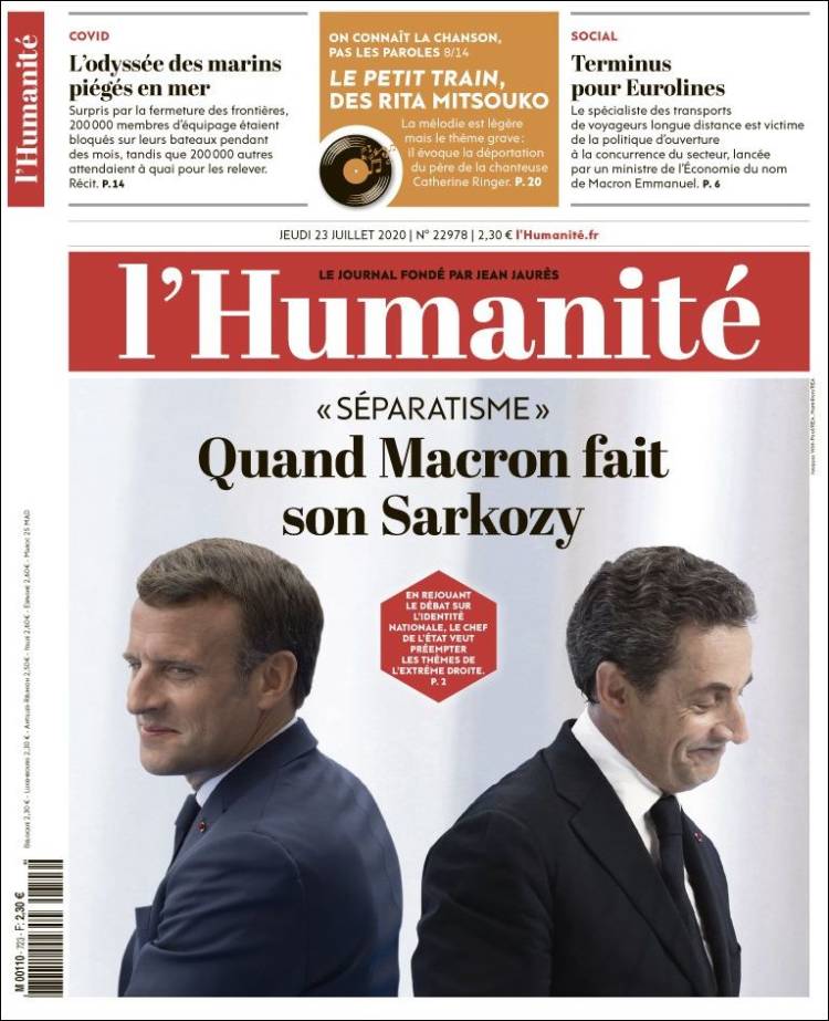 Portada de l'Humanite (Francia)