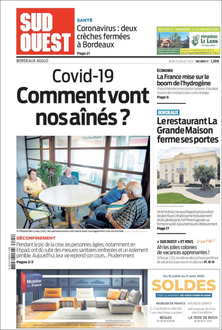 Portada de Sud Ouest (Francia)