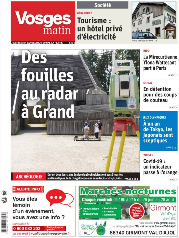 Portada de Vosges Matin (Francia)