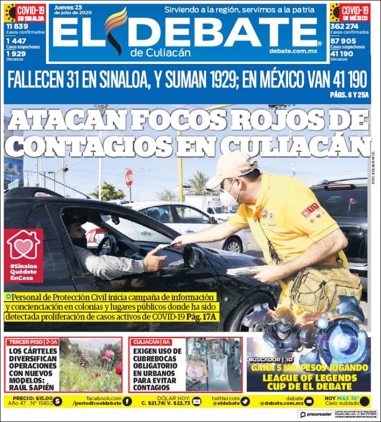 Portada de El Debate de Culiacán (México)