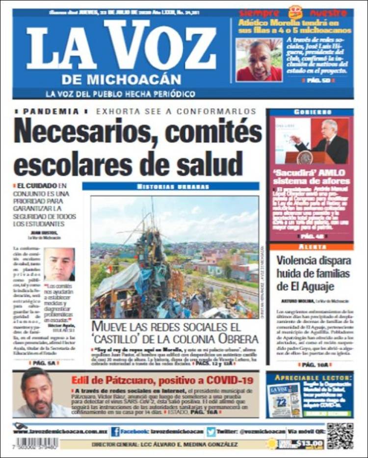 Portada de La Voz de Michoacán (México)