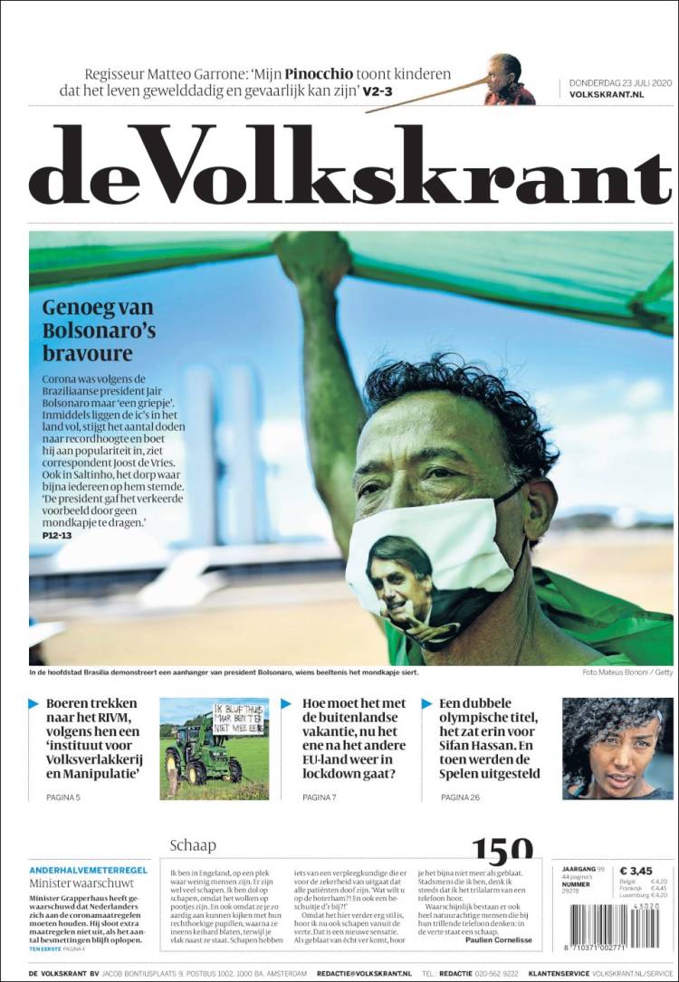 Portada de De Volkskrant (Pa&iacute;ses Bajos)