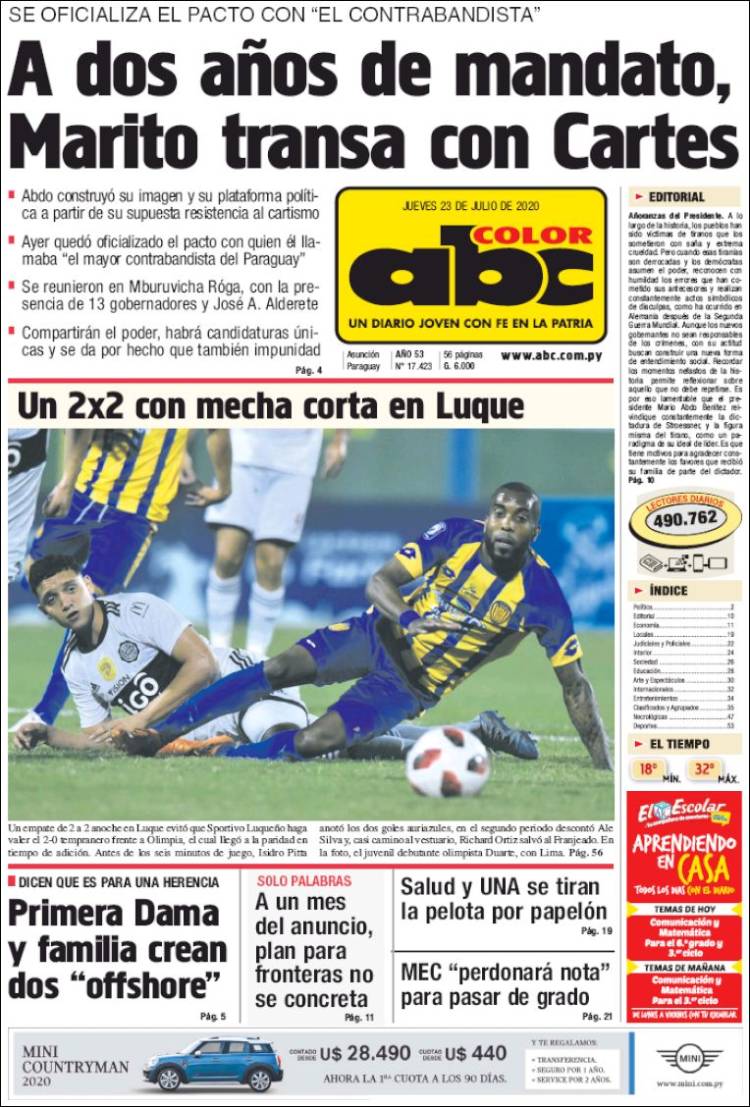 Portada de ABC Color (Paraguay)