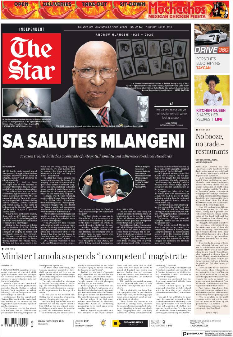 Portada de The Star (Sud&aacute;frica)