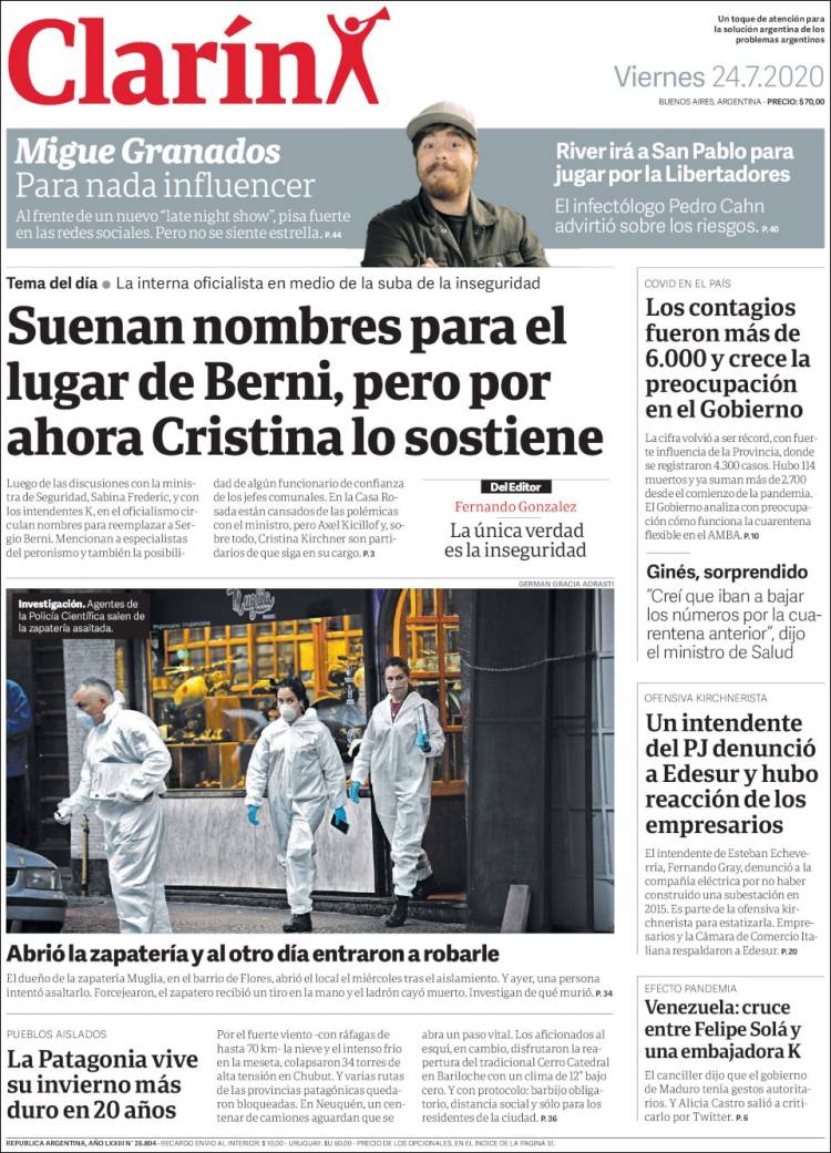 Portada de Clarín (Argentina)