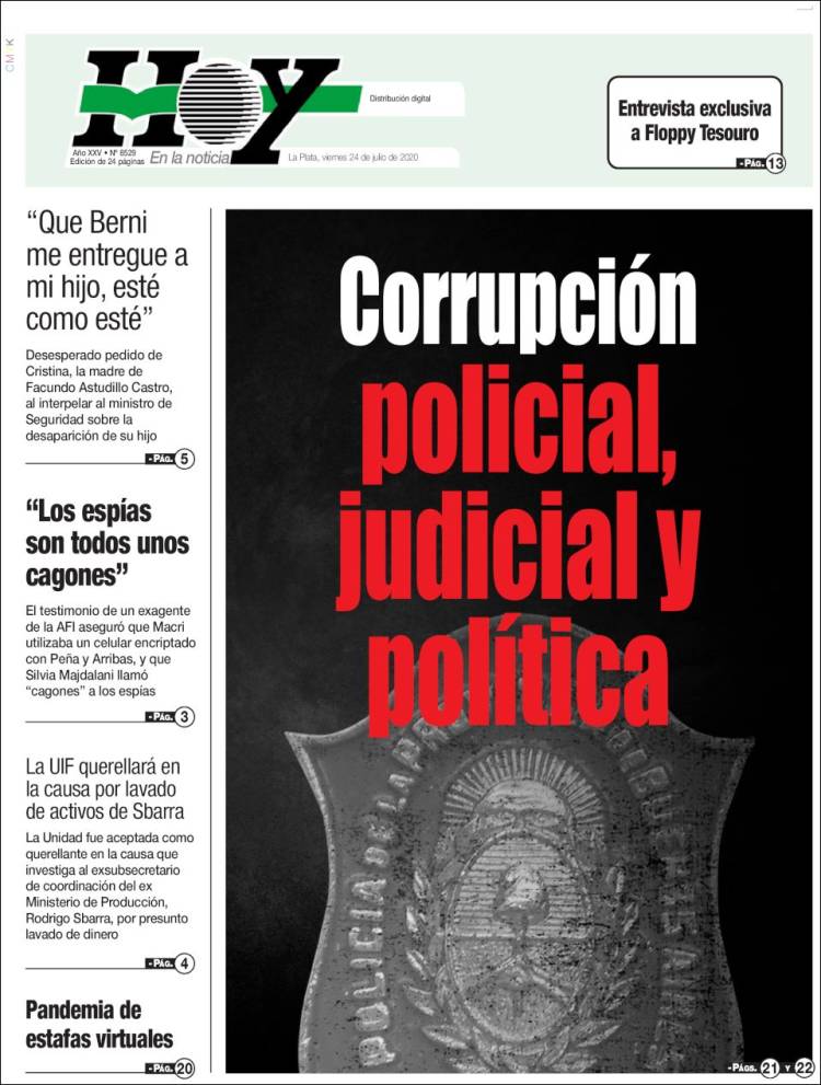 Portada de Diario Hoy (Argentina)