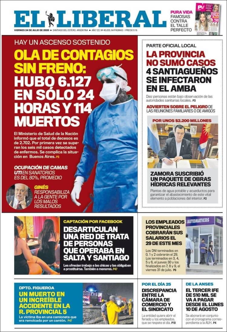 Portada de Diario El Liberal (Argentina)