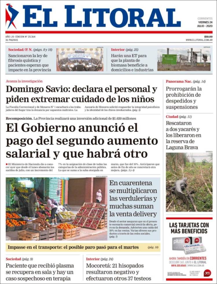 Portada de El Litoral Corrientes (Argentina)