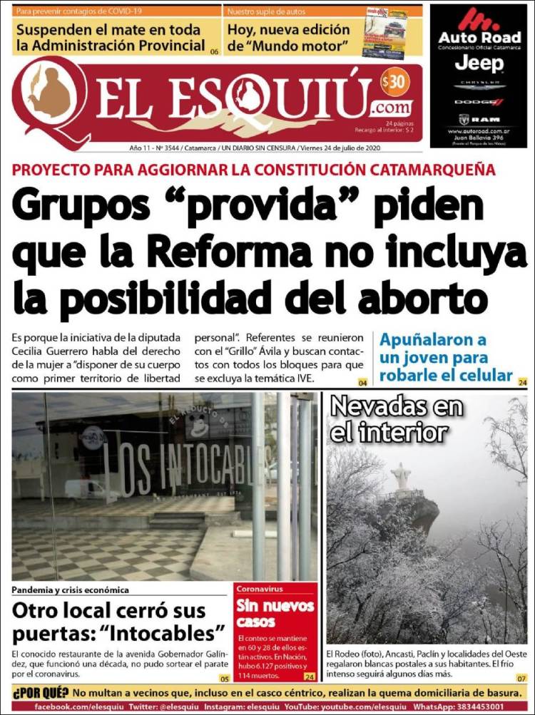 Portada de El Esquiu (Argentina)