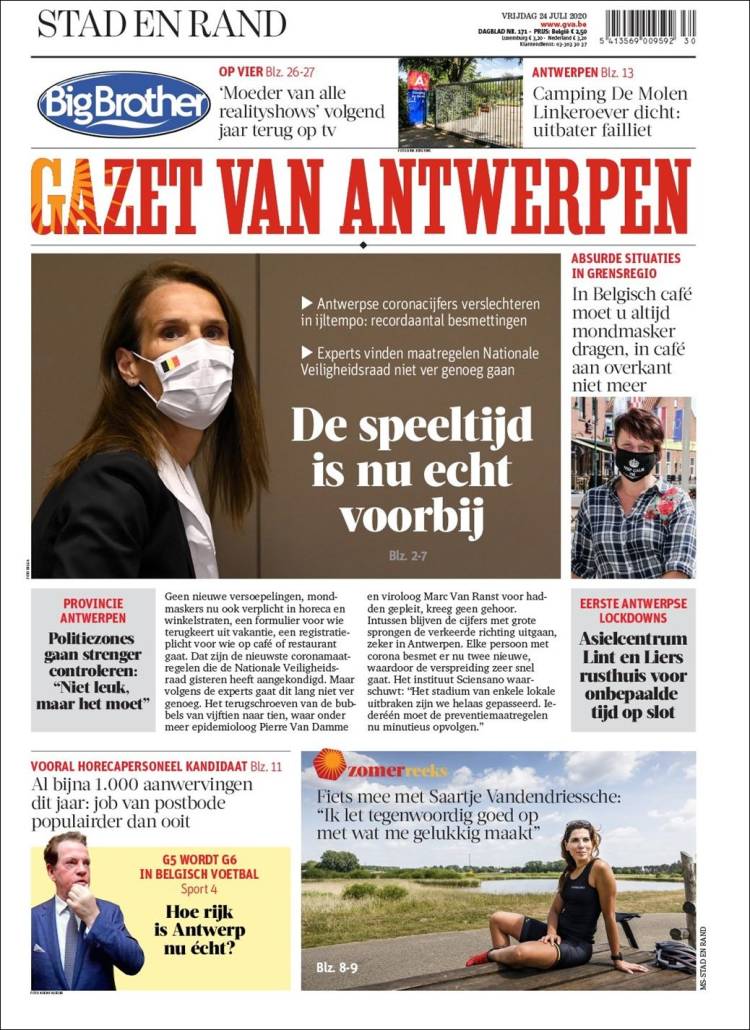 Portada de Gazet van Antwerpen (B&eacute;lgica)