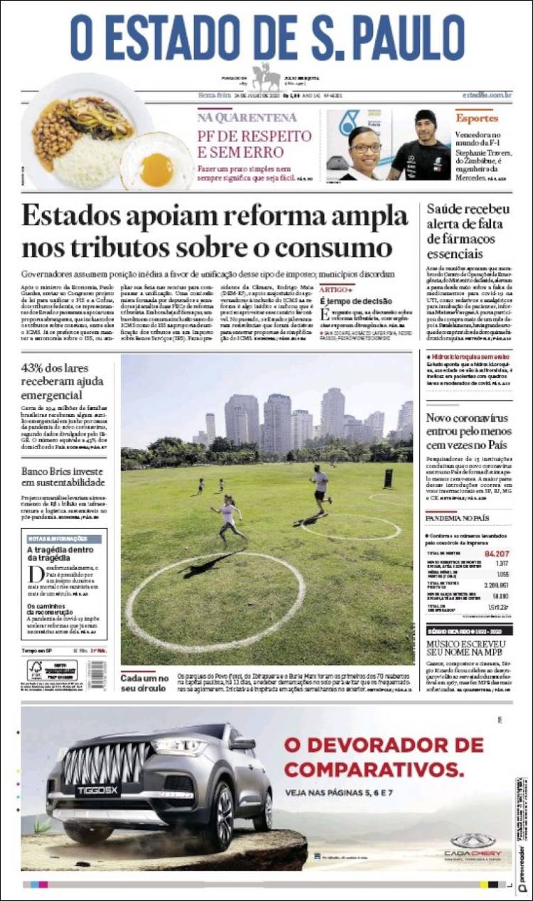 Portada de O Estado de São Paulo (Brasil)