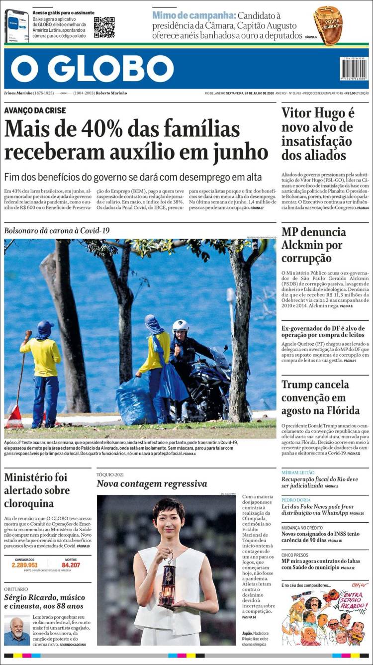 Portada de O Globo (Brasil)