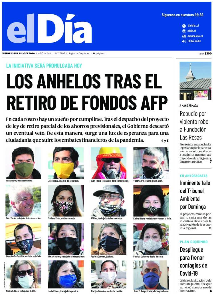 Portada de El Día (Chile)