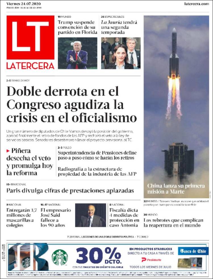 Portada de La Tercera (Chile)
