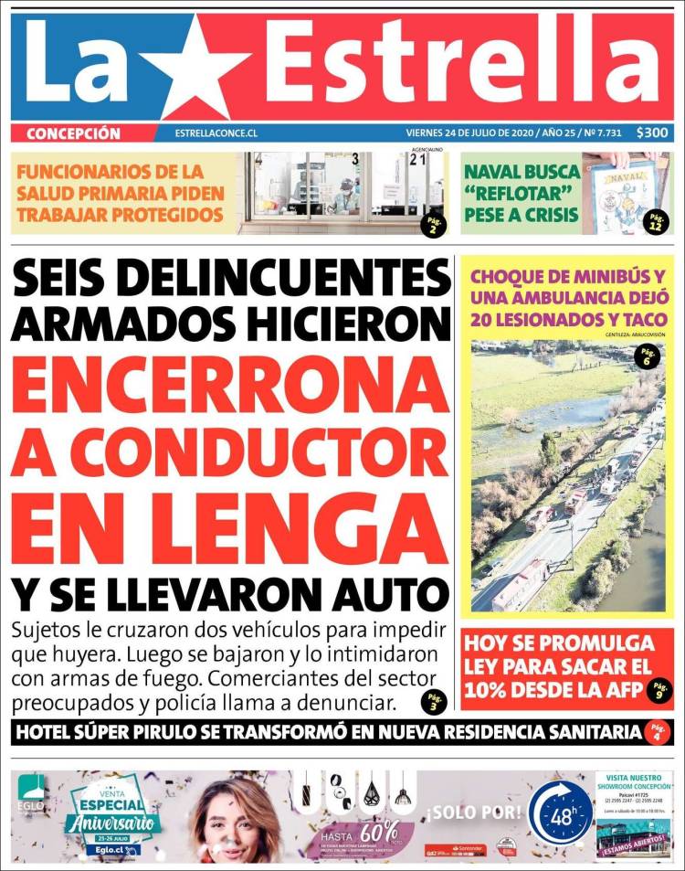 Portada de La Estrella de Concepción (Chile)