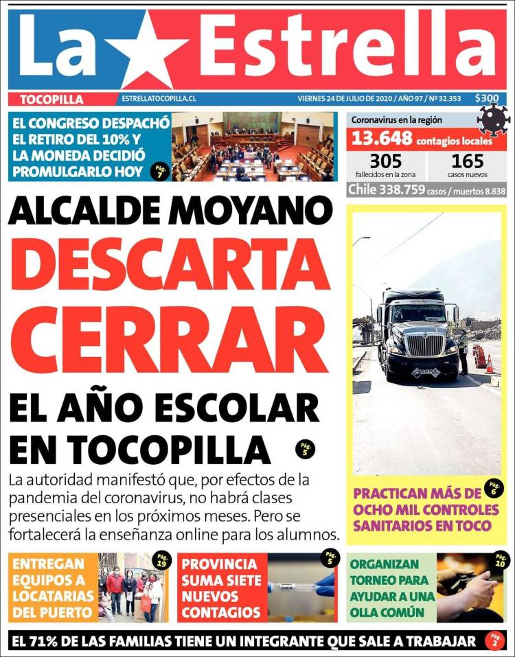 Portada de La Estrella de Tocopilla (Chile)
