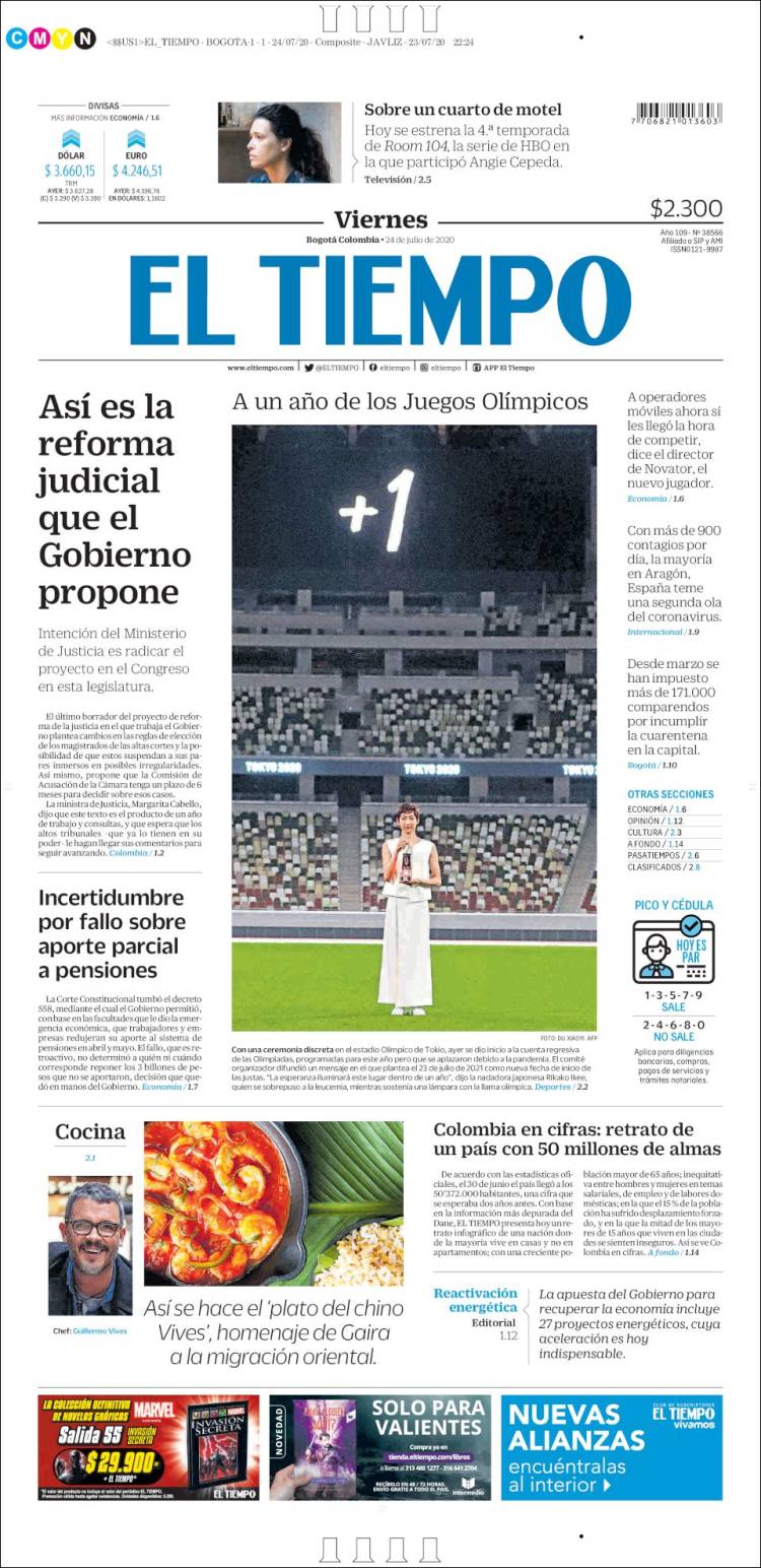 Portada de El Tiempo (Colombia)