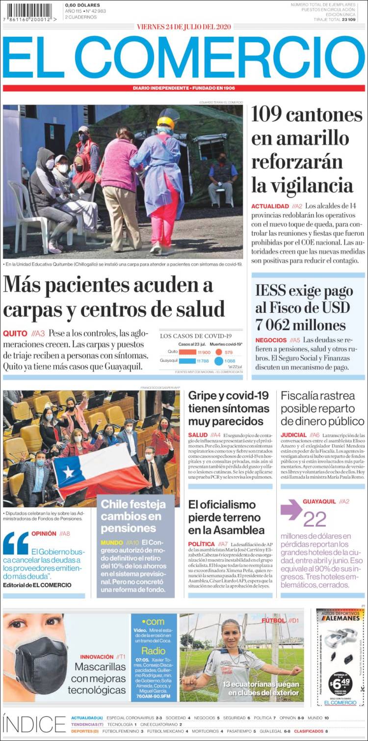 Periódico El Comercio Ecuador Periódicos De Ecuador Edición De Viernes 24 De Julio De 2020 6933