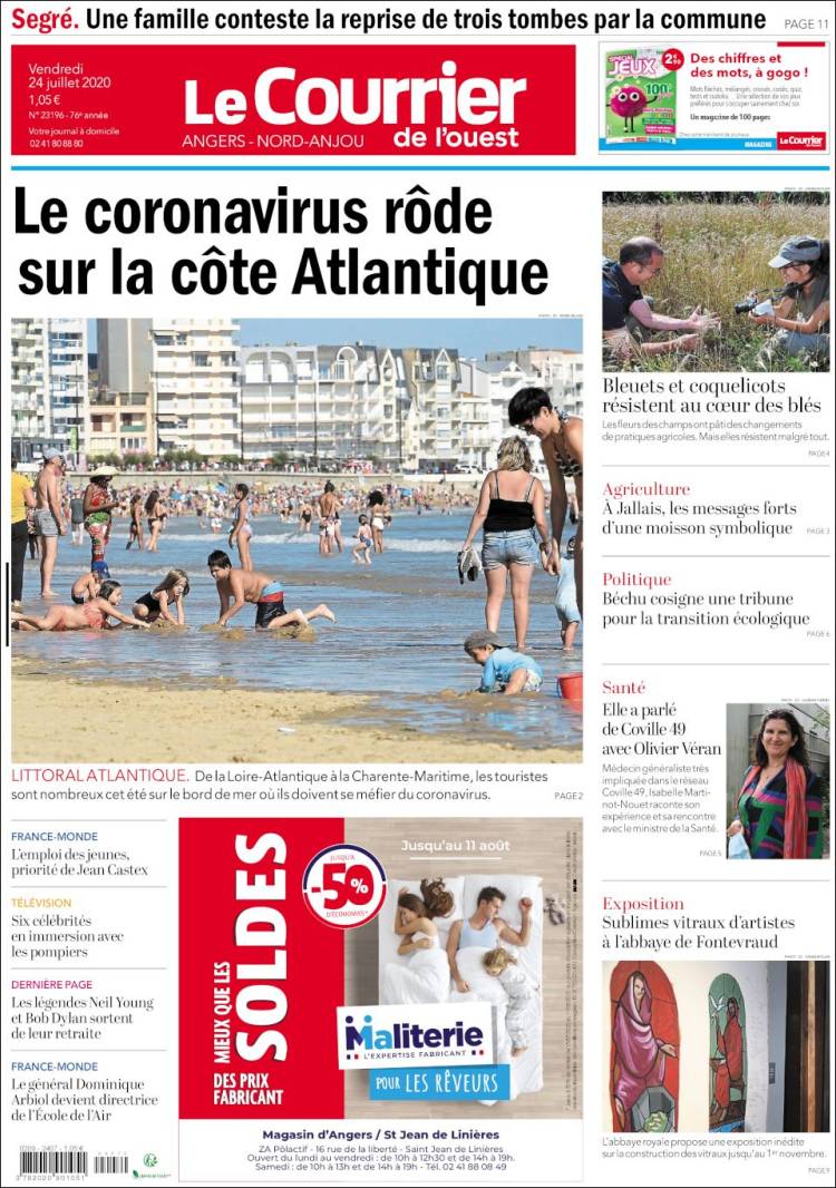 Portada de Le Courrier de l'Ouest (Francia)