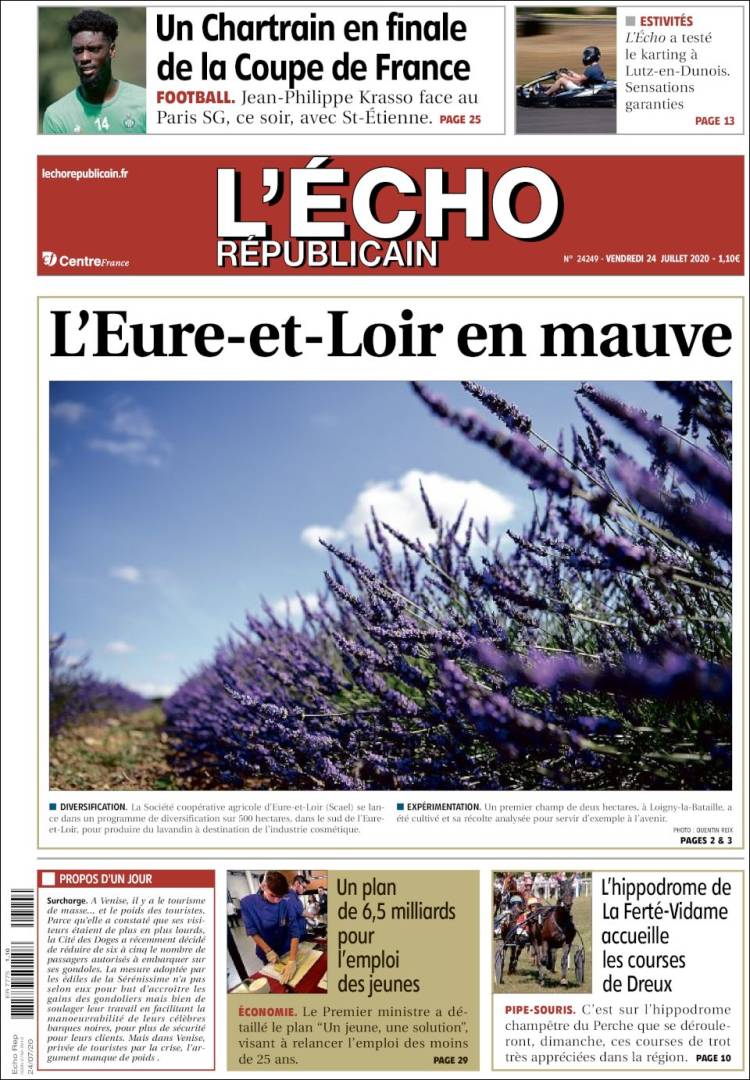 Portada de L'Echo Républicain (Francia)