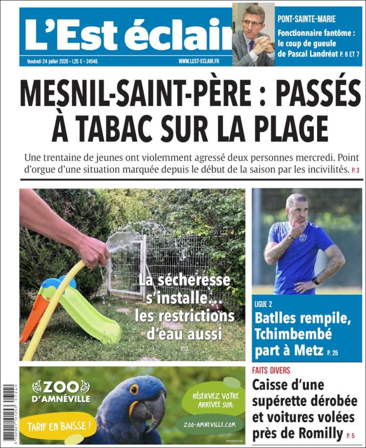 Portada de L'Est Eclair (Francia)