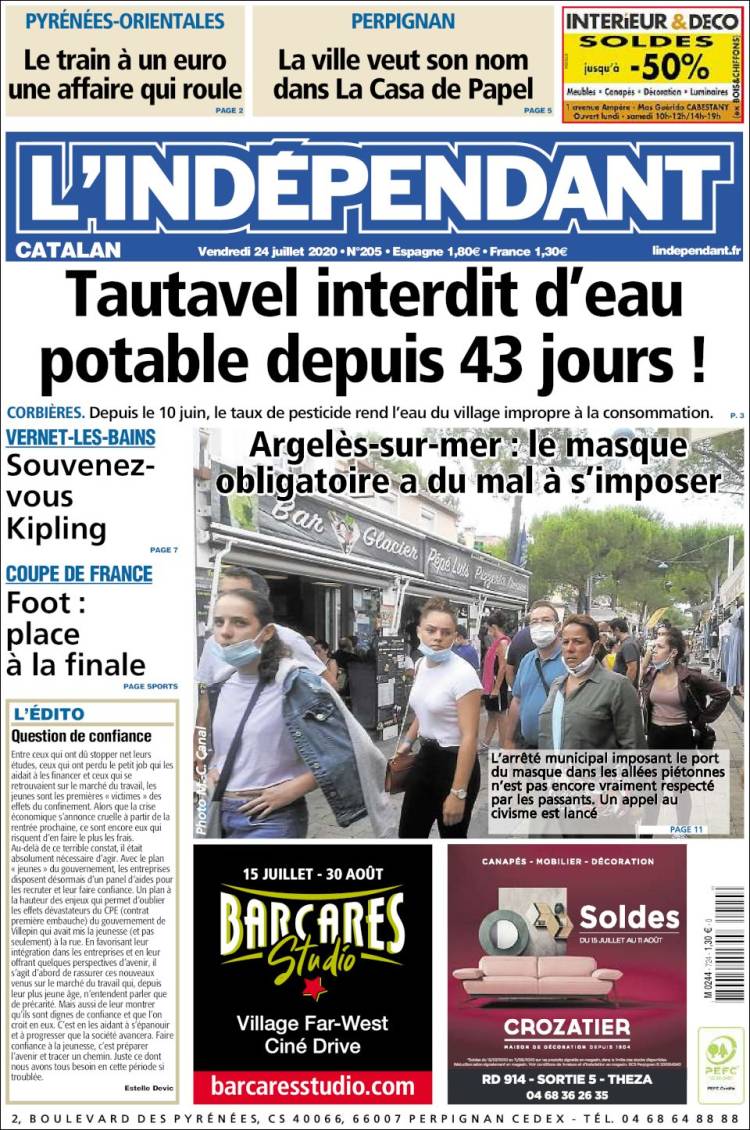 Portada de Le Indépendant (Francia)