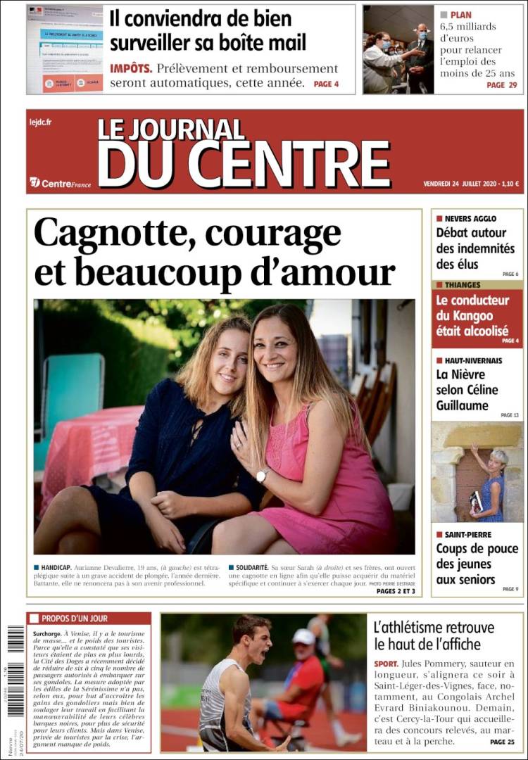 Portada de Le Journal du Centre (Francia)