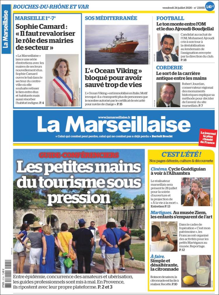 Portada de La Marseillaise (Francia)