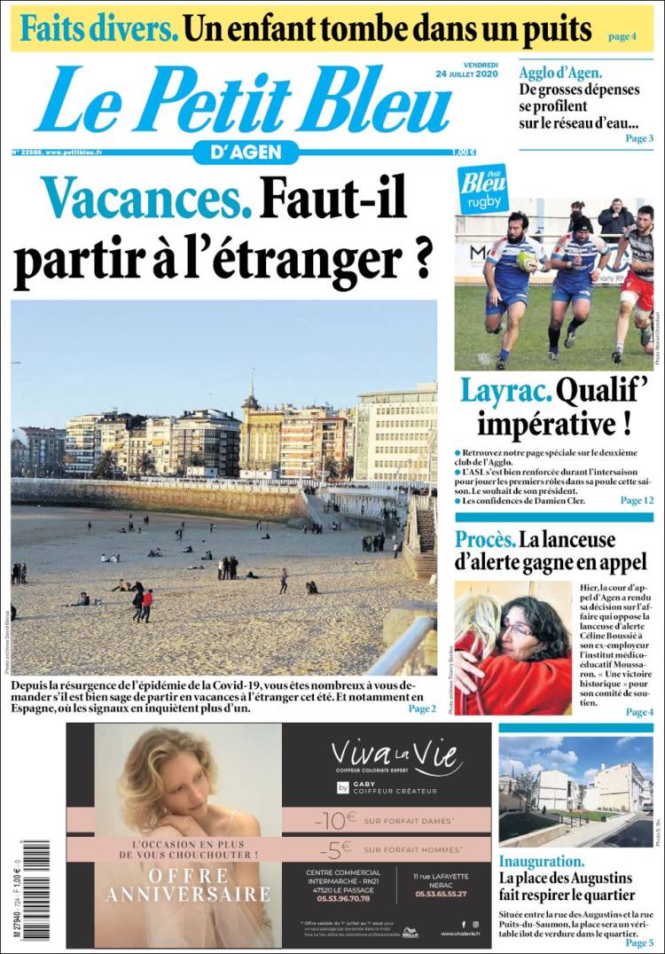 Portada de Le Petit Bleu (Francia)