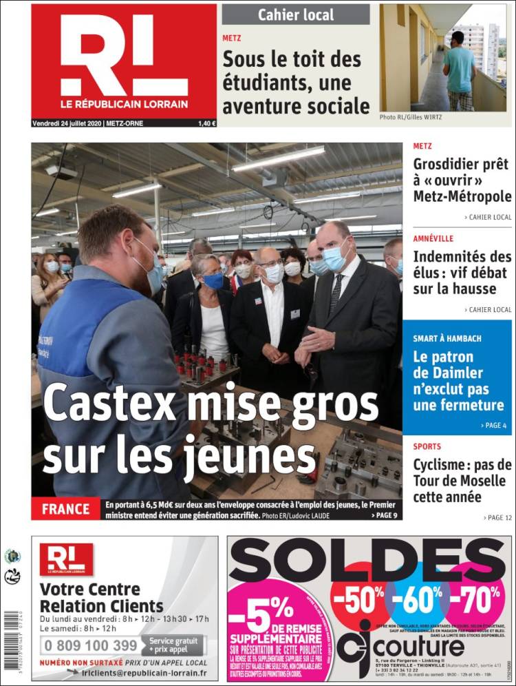 Portada de Le Republicain Lorrain (Francia)