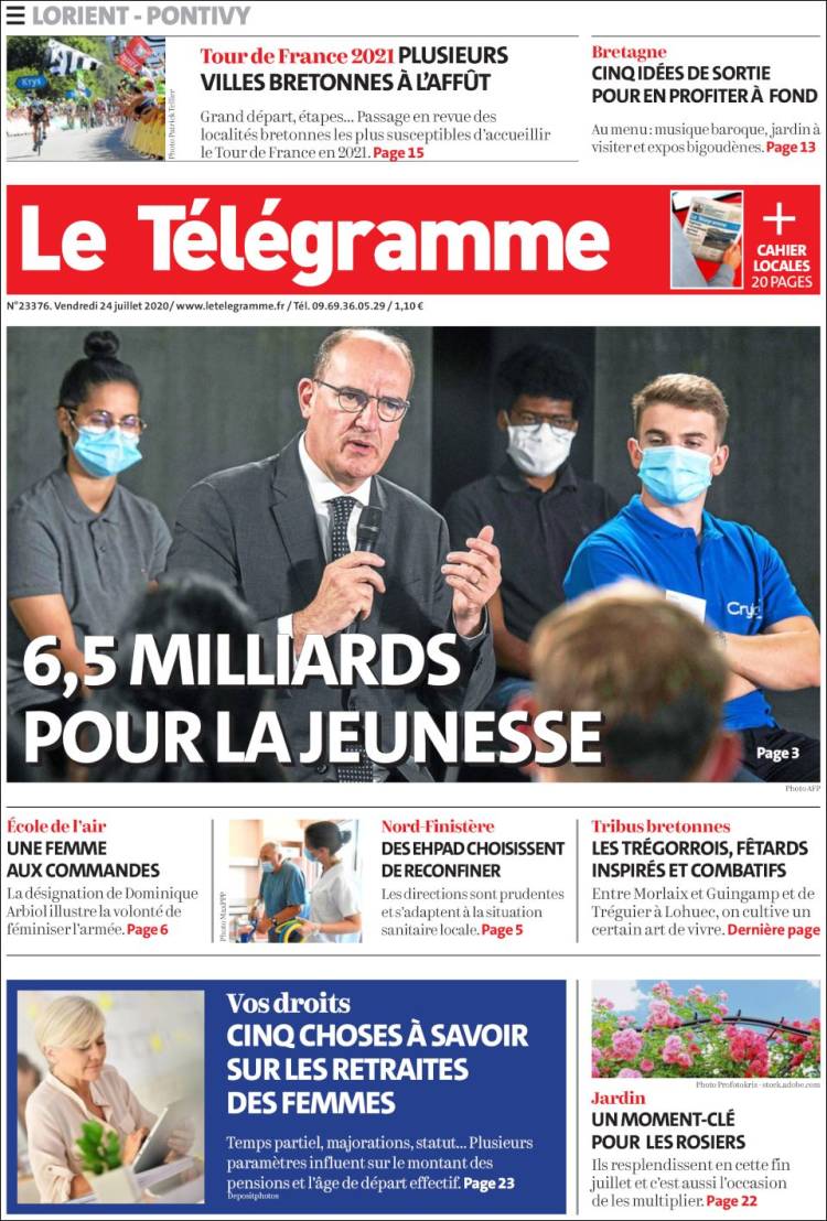 Portada de Télégramme (Francia)