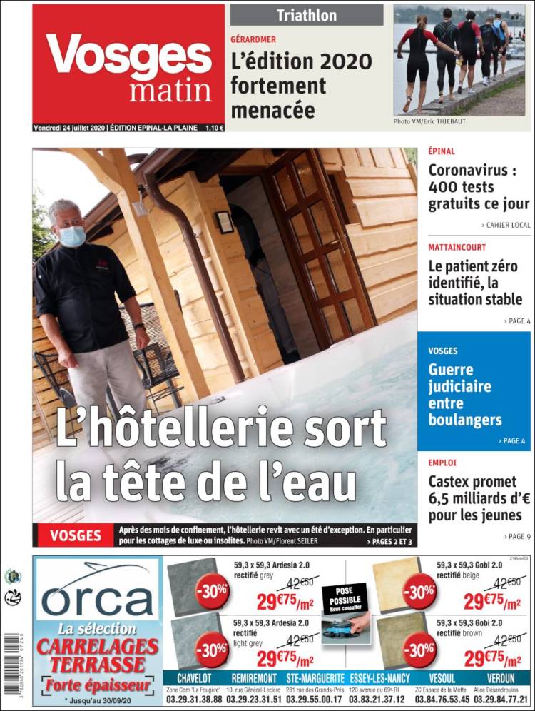 Portada de Vosges Matin (Francia)