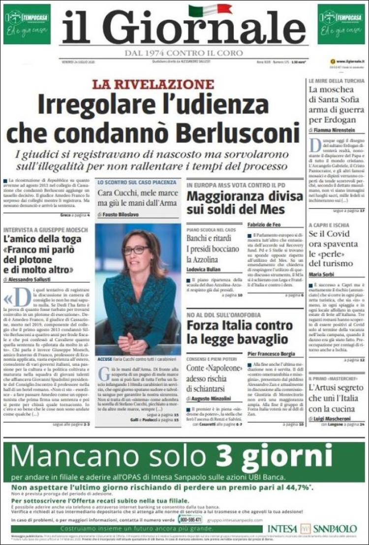 Portada de il Giornale (Italia)