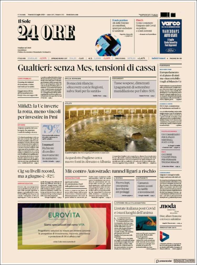 Portada de Il Sole 24 ORE (Italia)